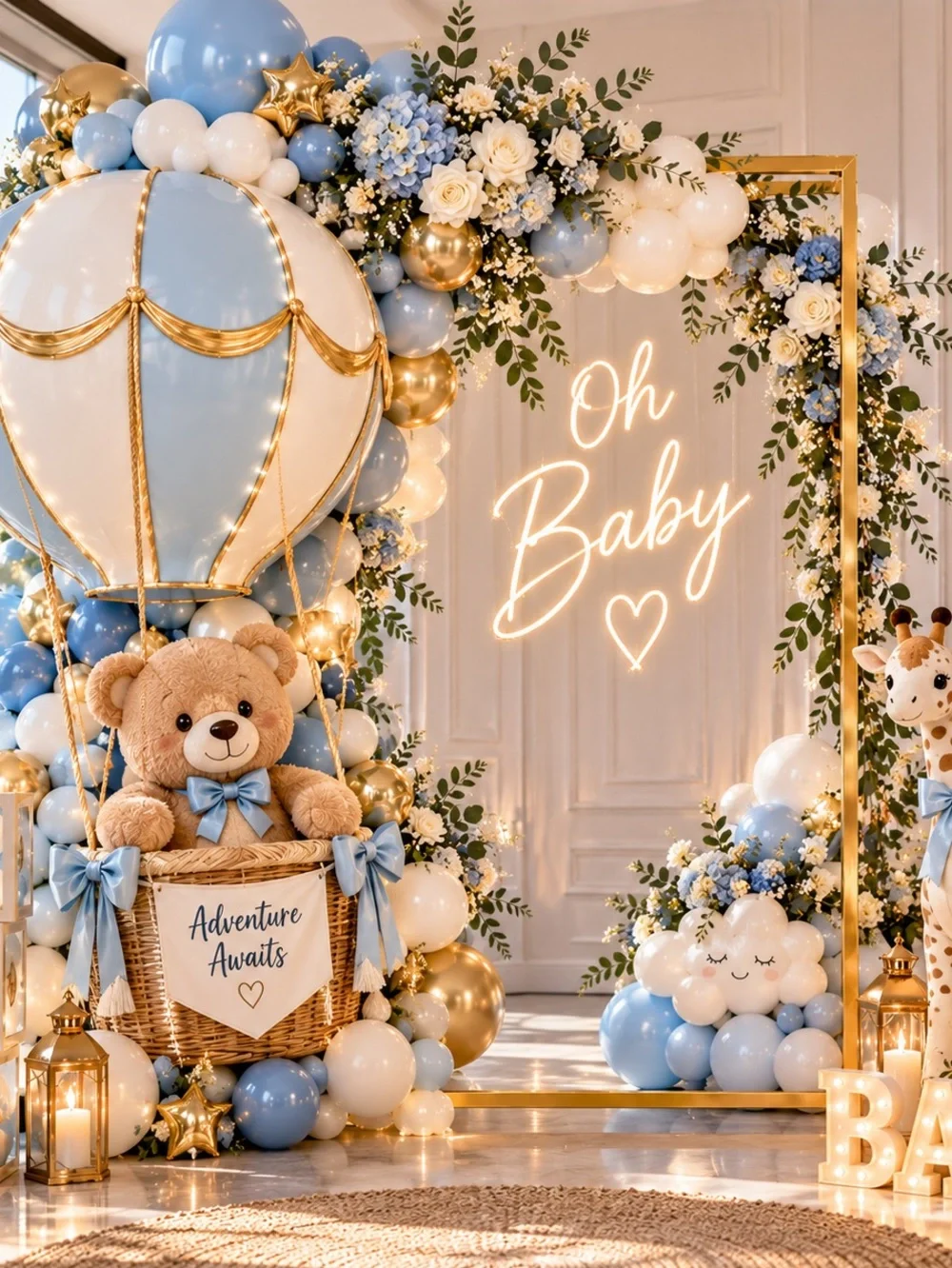 Gold Floral Arch Backdrop 6.6 x 4ft
